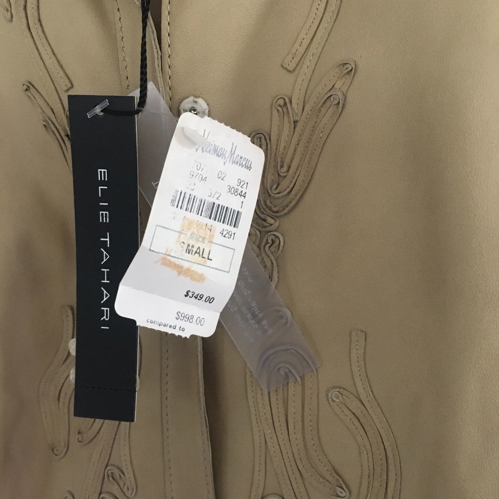 Elie Tahari embroidered leather jacket shirt NWT - Picture 4 of 11